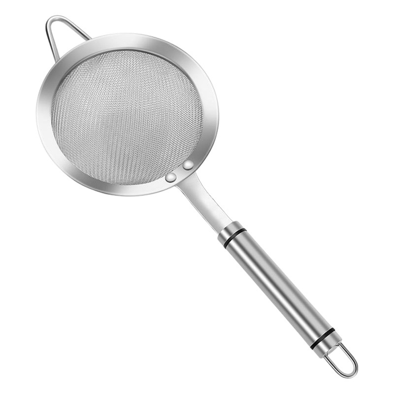 Fuga de malla de acero inoxidable 304 Jugo doméstico Leche de soja Filtro cifrado Filtro tamiz Cocina olla caliente Filtro de aceite Cuchara con colador de rejilla de aceite