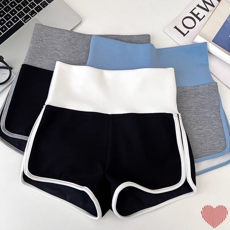 Hot Girl Sexy Versatile Color-Blocking High-Waisted Slimming Shorts Wide-Leg Pants Hot Pants Leggings Yoga Sports Casual Pants for Women