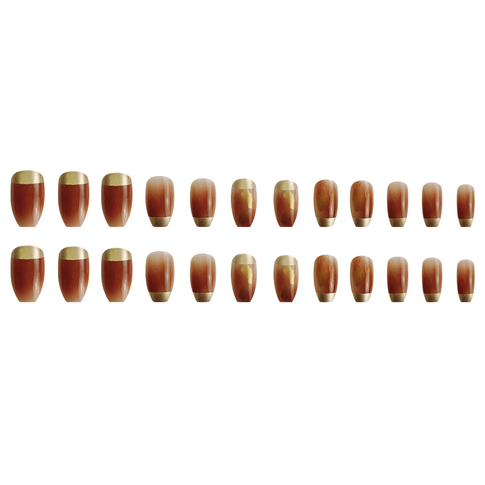 Ventas transfronterizas calientes elegante temperamento de manicuras ámbar bordes franceses desnudos lujosos parches de uñas de color universal