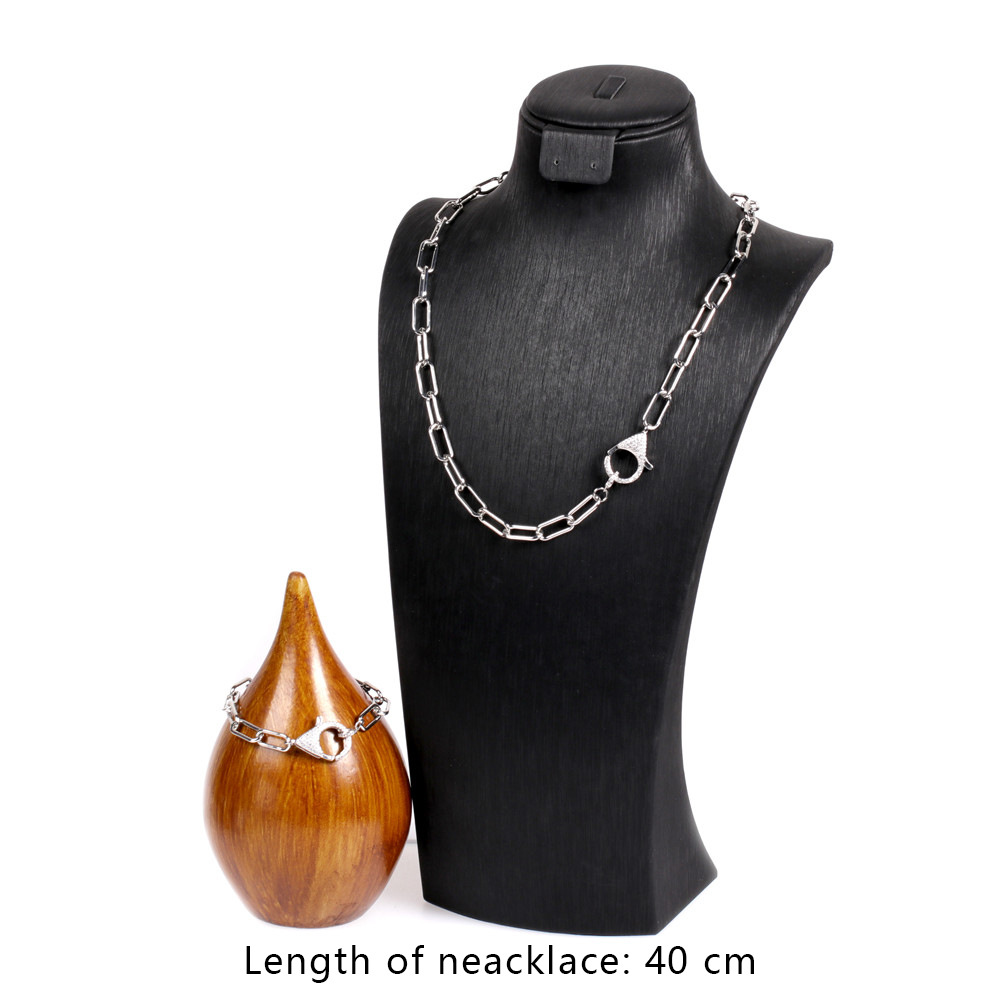 Fashion New Style Copper Interlocking Zircon Simple Necklace Set display picture 6