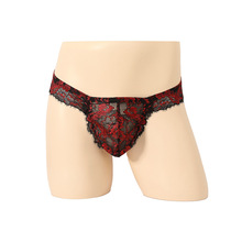 热销爆款 性感蕾丝诱惑低腰无痕三角裤 透明提臀男士内裤厂家批发