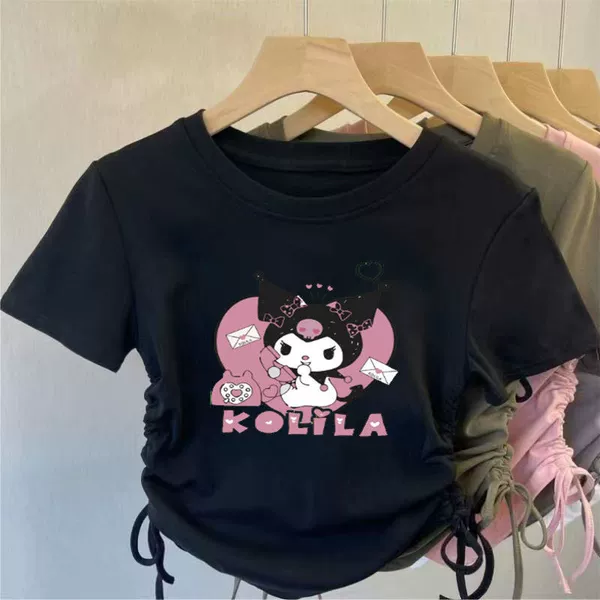 Love Kuromi [Drawstring Short Sleeves] Black