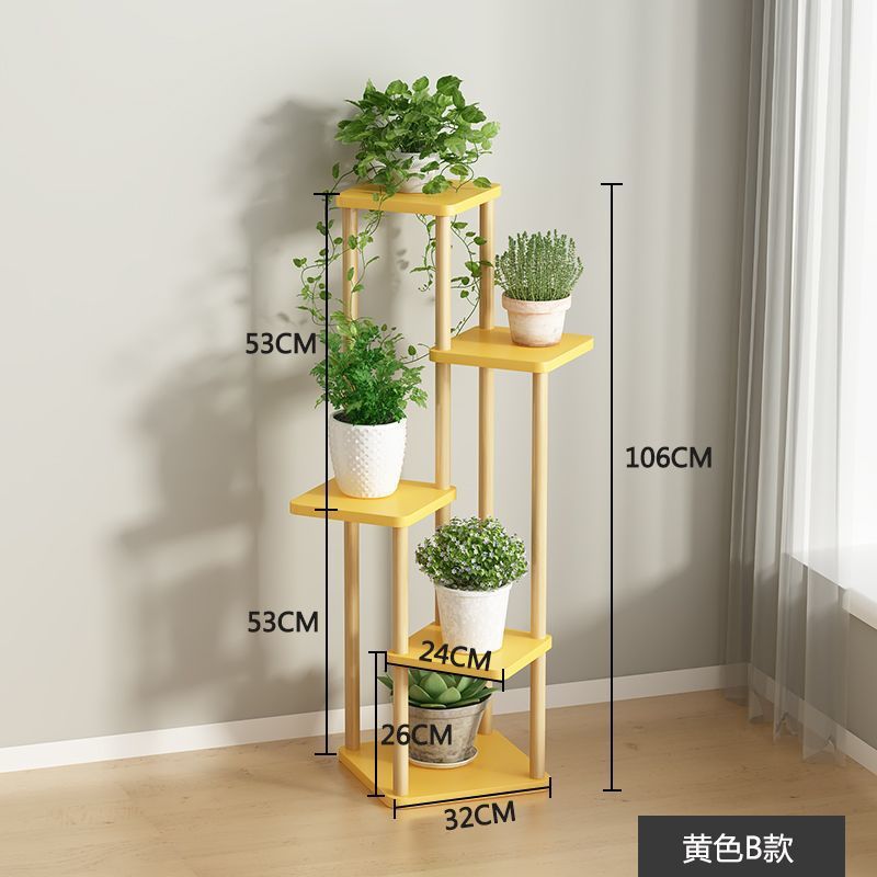 Estante de flores Estante de balcón simple de estilo de piso para uso doméstico interior Estante de macetas de lujo ligero de varios pisos con suculentas de rábano verde