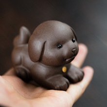 宜兴紫砂茶宠狗摆件手工十二生肖动物犬雕塑茶桌茶具茶道配件可养