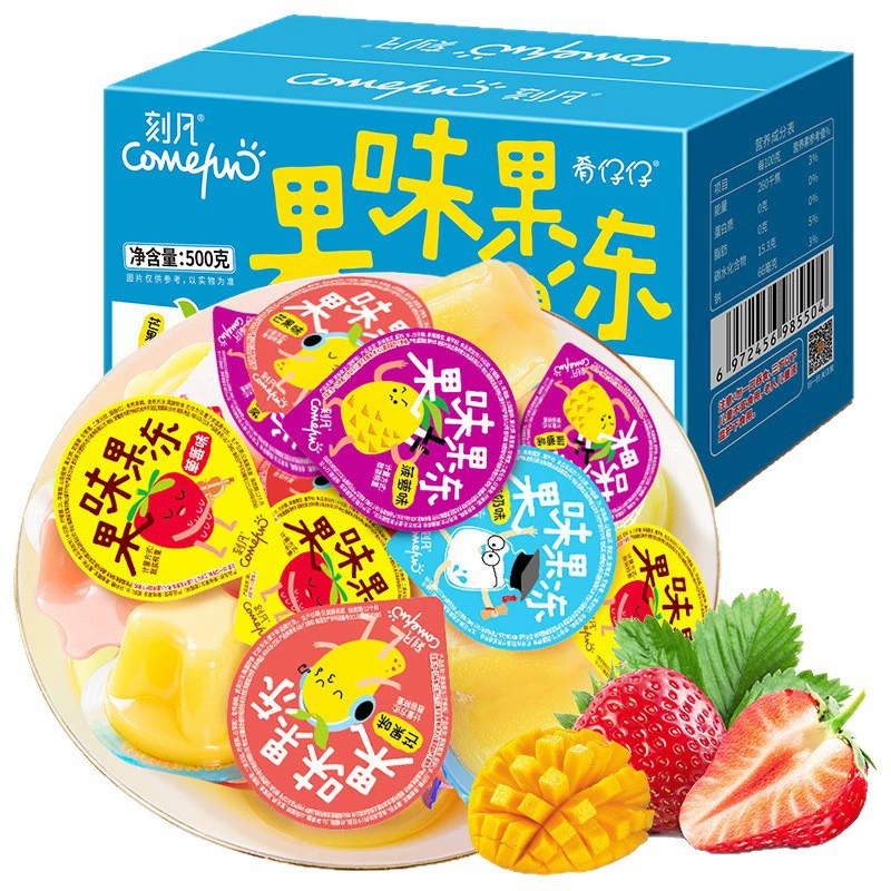 Фруктовое желе (Kefan) 500 г, чашки с микс-вкусами — закуска для офиса и детей