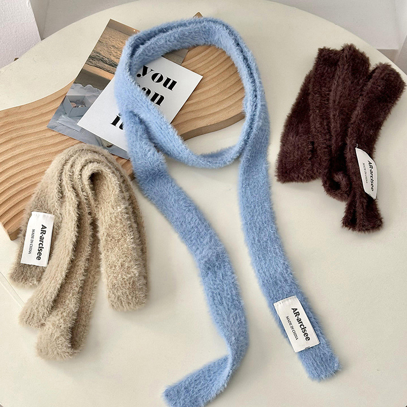 Bufandas de invierno de alta calidad nicho de diseño de lana estrecha decoración de color sólido bufandas de invierno cálidas bufandas al por mayor