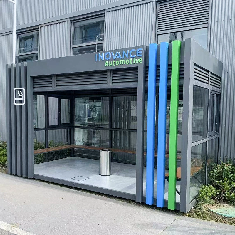 Производитель поставляет мобильные курительные кабины, небольшие уличные курительные зоны из стальных конструкций для торговых центров, парков, больниц и общественных мест.