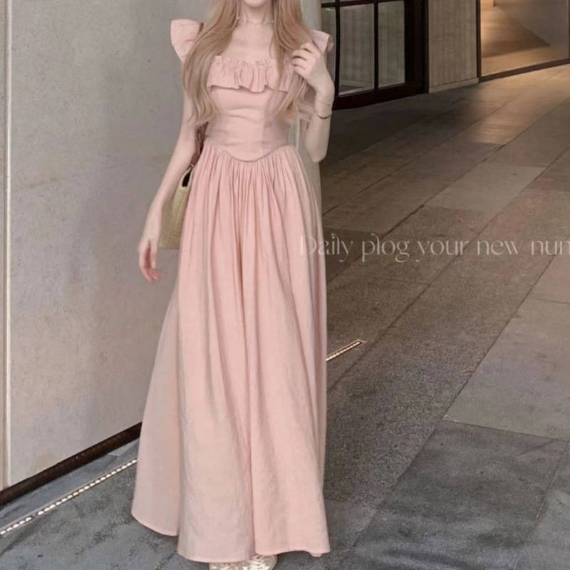 [with Lining] 2026 Summer New Style Ruffled Dress, New Style Elegant Waist-Cinching Slimming A-Line Long Skirt