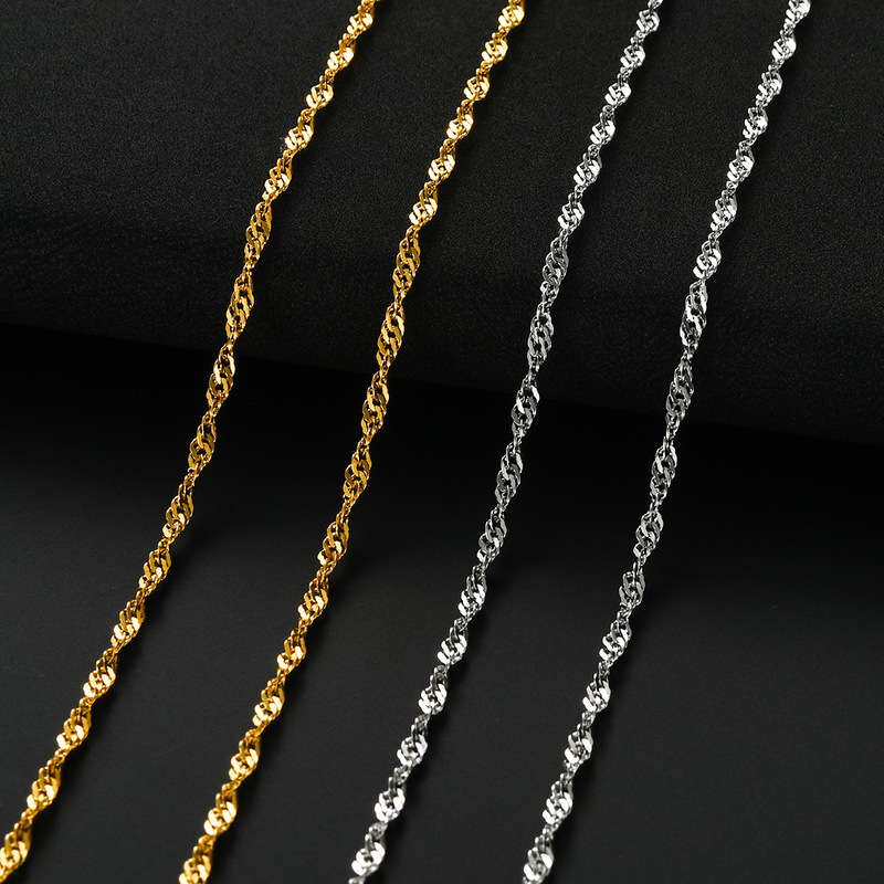 Stainless steel water ripple necklace vacuum plating gold titanium steel jewelry fashion simple chain cross-border hot sale