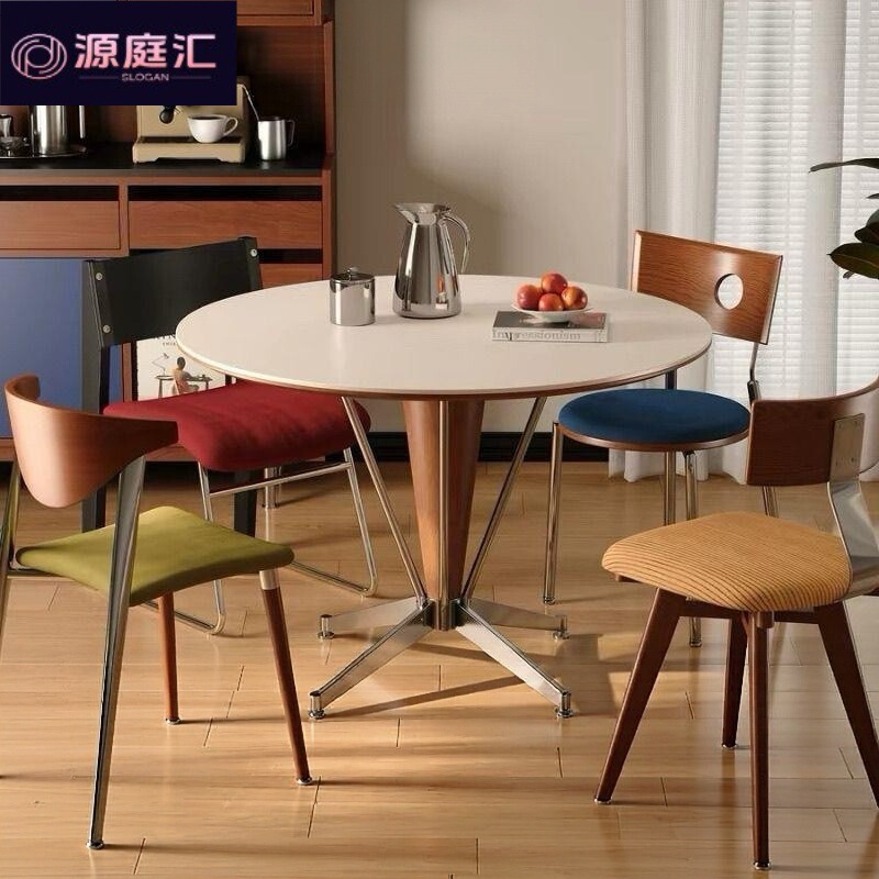 Light luxury Nordic dining table for small apartments, home dining table with a vintage style, high aesthetic appeal, trendy and creative rock slab dining table