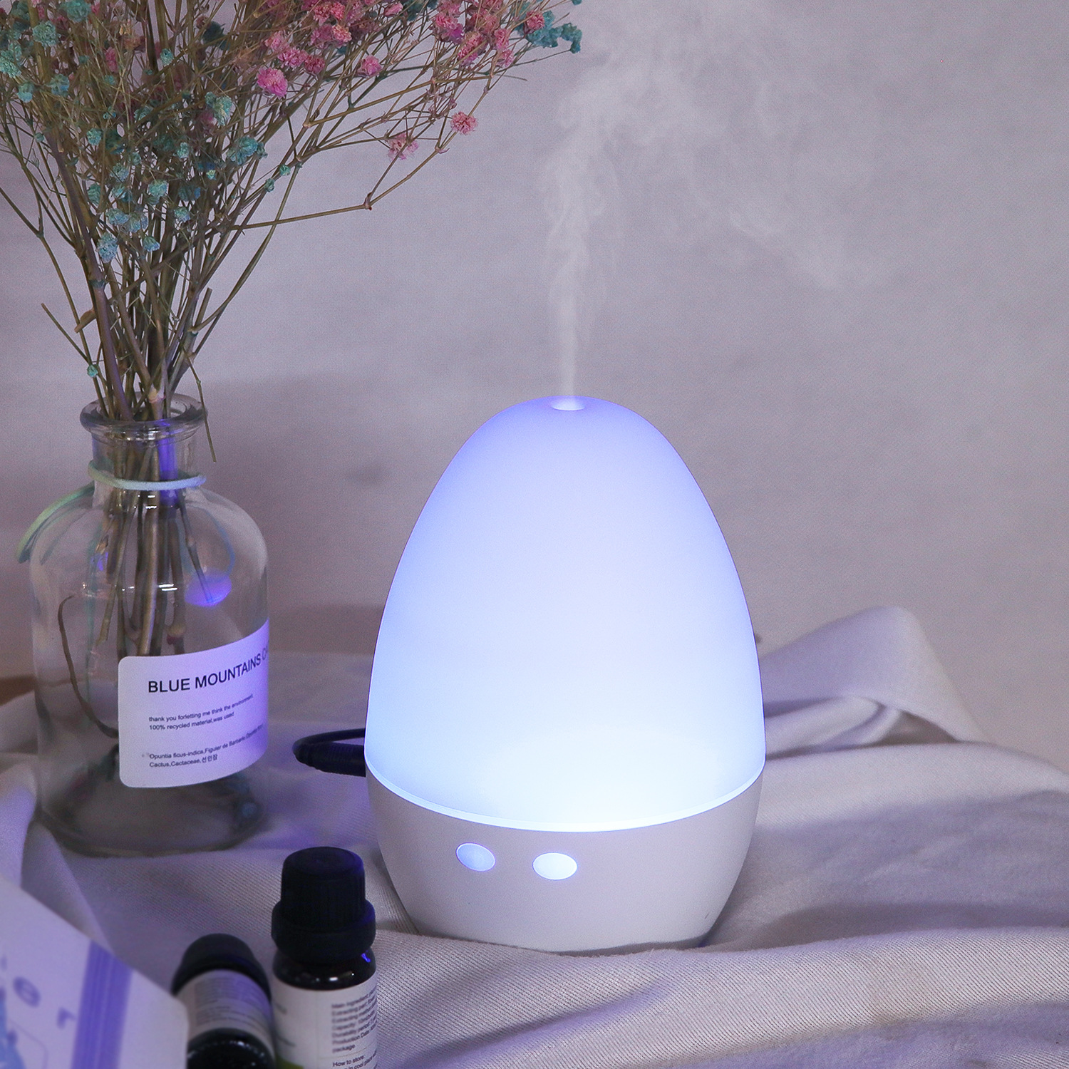 Humidificador de aromaterapia de 5v de grano de madera transfronterizo, máquina de aromaterapia de aceite esencial, luz ambiental colorida, humidificador de escritorio de oficina doméstica