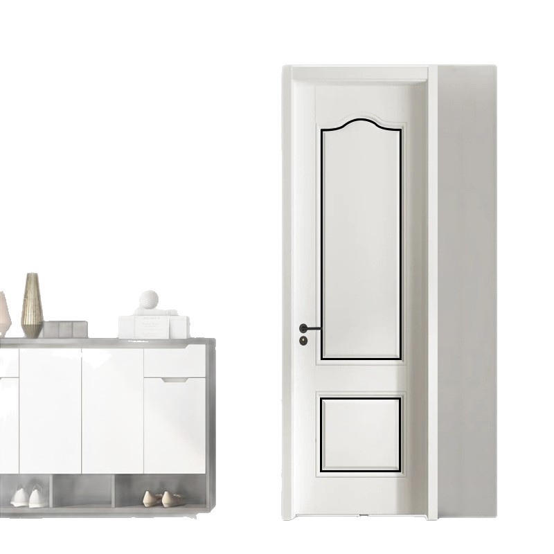 Puerta de madera moderna y simple puerta interior insonorizada silenciosa compuesta de madera sólida puerta de dormitorio de madera sólida puerta de pintura de tronco image 6