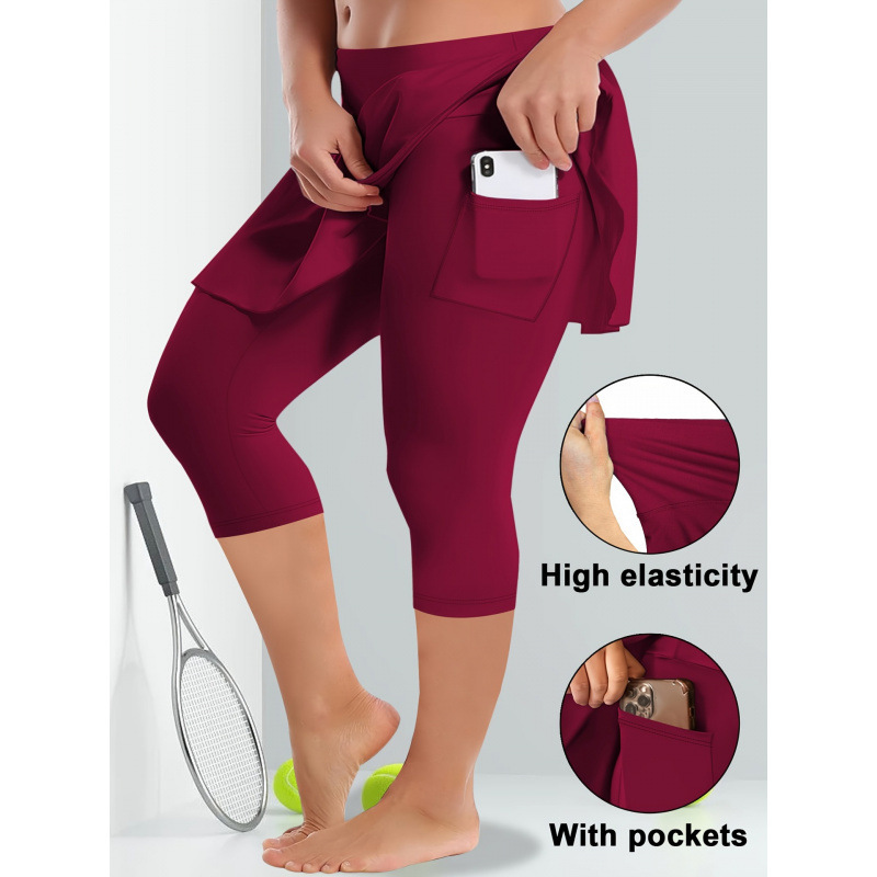 2026 Cross-Border New European and American Plus Size High Waist Capri Skirt (with Side Pockets