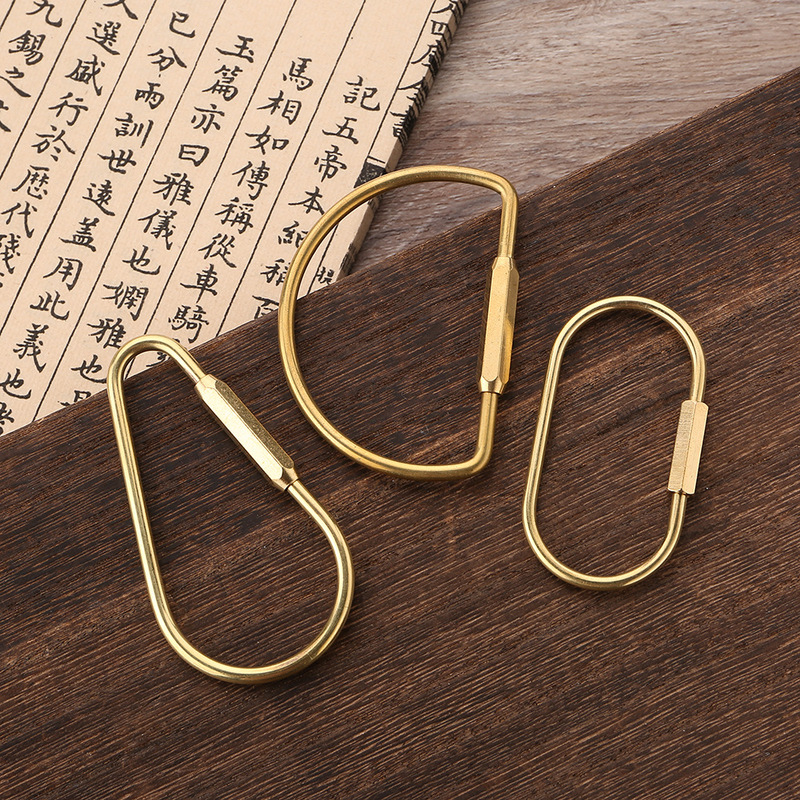 [Factory Price Wholesale] Irregular Brass Screw Buckle Car Key Ring Key Ring Accessories Multifunctional Use