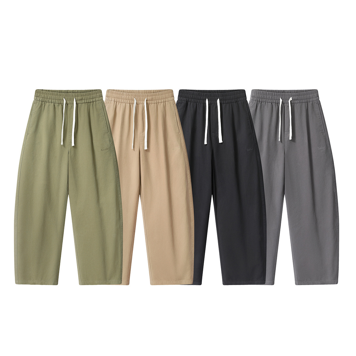 Guye Men's Wear 2026 Spring New Drawstring Casual Pants Men's Trendy Brand Simple Embroidered Straight Pants Workwear Pants