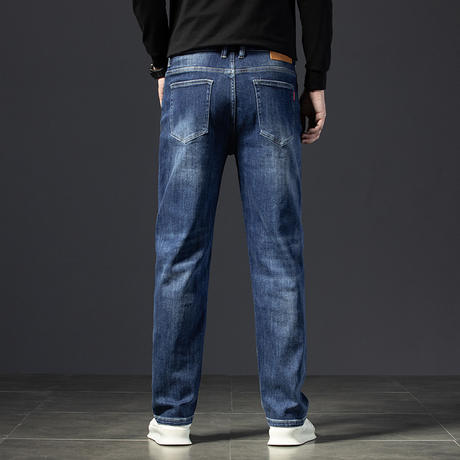 [No Need to Change the Length of the Pants] High Quality Autumn and Winter Stretch Jeans for Men, Straight Leg Loose Business Jeans for Men