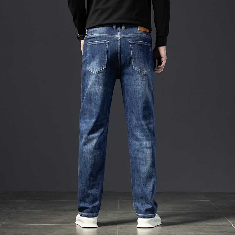 [No Need to Change the Length of the Pants] High Quality Autumn and Winter Stretch Jeans for Men, Straight Leg Loose Business Jeans for Men