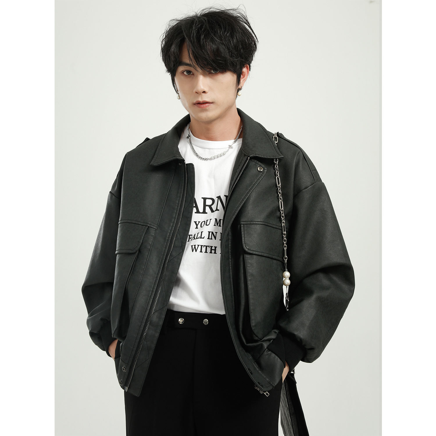 Ropa de Hombre | 2021 Otoño e Invierno Nueva chaqueta de cuero de motocicleta estilo retro de Hong Kong estilo coreano abrigo de moda para hombres y mujeres