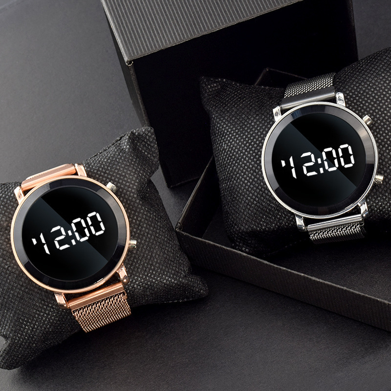 Foreign Trade Hot-Selling Round Milan Belt Led Alloy Watch Youth Male Casual Student Digital Watch