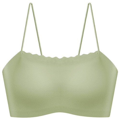 Summer ultra-thin shoulder strap ice silk vest large backless suspender tube top fixed cup seamless inner wear beautiful back underwear for women