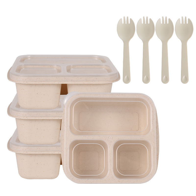 Amazon 小麦わら 3 コンパートメント スナックボックス リサイクル弁当箱 ドライフルーツ スナックボックス スナックコンパートメント ランチボックス|undefined