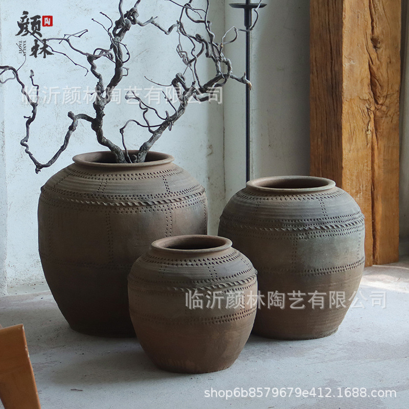Antigüedad tallada a mano en cerámica gruesa, herencia cultural intangible en cerámica, gran barriga de cerámica, viento tranquilo, decoración del hogar Zen en cerámica