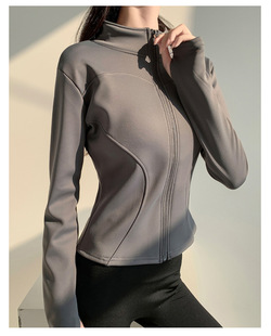 2024 new autumn and winter fleece-lined thickened yoga coat slim sports leisure windproof warm coat