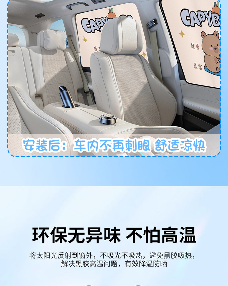 Car Curtain Cartoon Magnetic Shade Curtain Summer Heat Insulation Sun Protection UV Protection Rear Children Baby Curtain