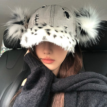 毛绒斑点水洗做旧牛仔棒球帽女秋冬季新款个性百搭显脸小鸭舌帽子