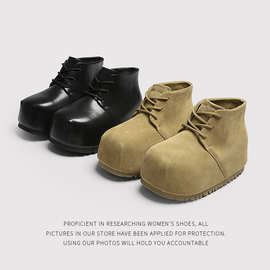 欧洲站厚底增高勃肯短靴女2024新款真皮马丁靴超火百搭休闲面包鞋