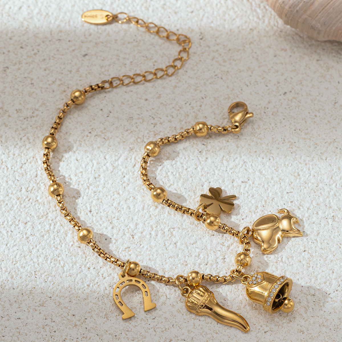 Tina Europa y los Estados Unidos pulsera de acero inoxidable lujo ligero nicho amor campanas más colgantes pulsera de piedra titanio acero no se desvanece mujer image 5