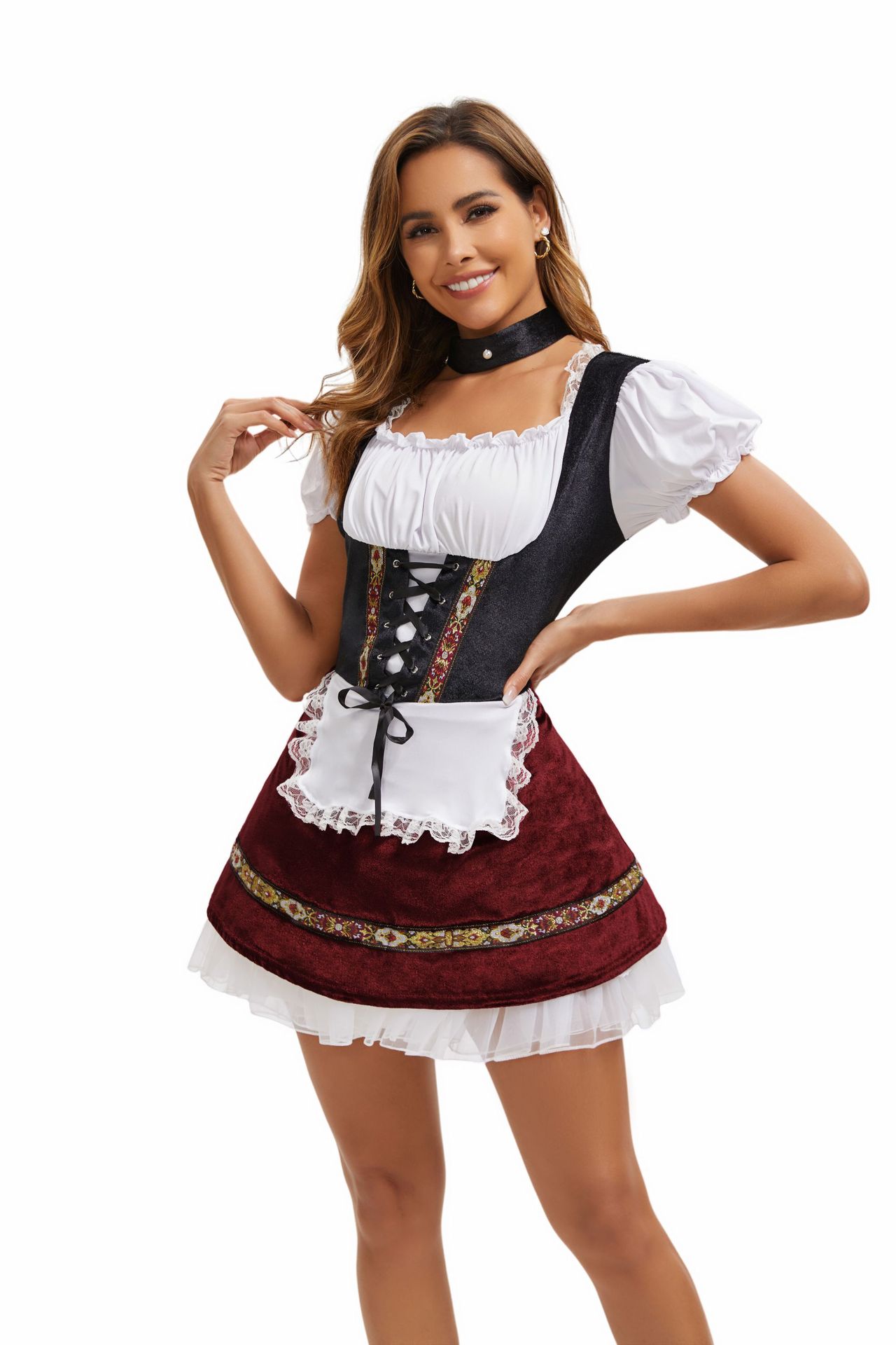 Deutsches Münchner Oktoberfestkostüm, bayerisches Dienstmädchenkleid, Bühnenkostüm_voghion.com