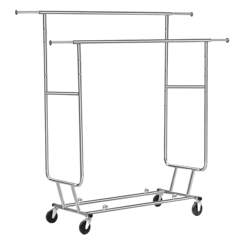 Colgador de ropa de piso transfronterizo plegable percha de ropa comercial para el hogar transmisión en vivo percha de ropa móvil con ruedas