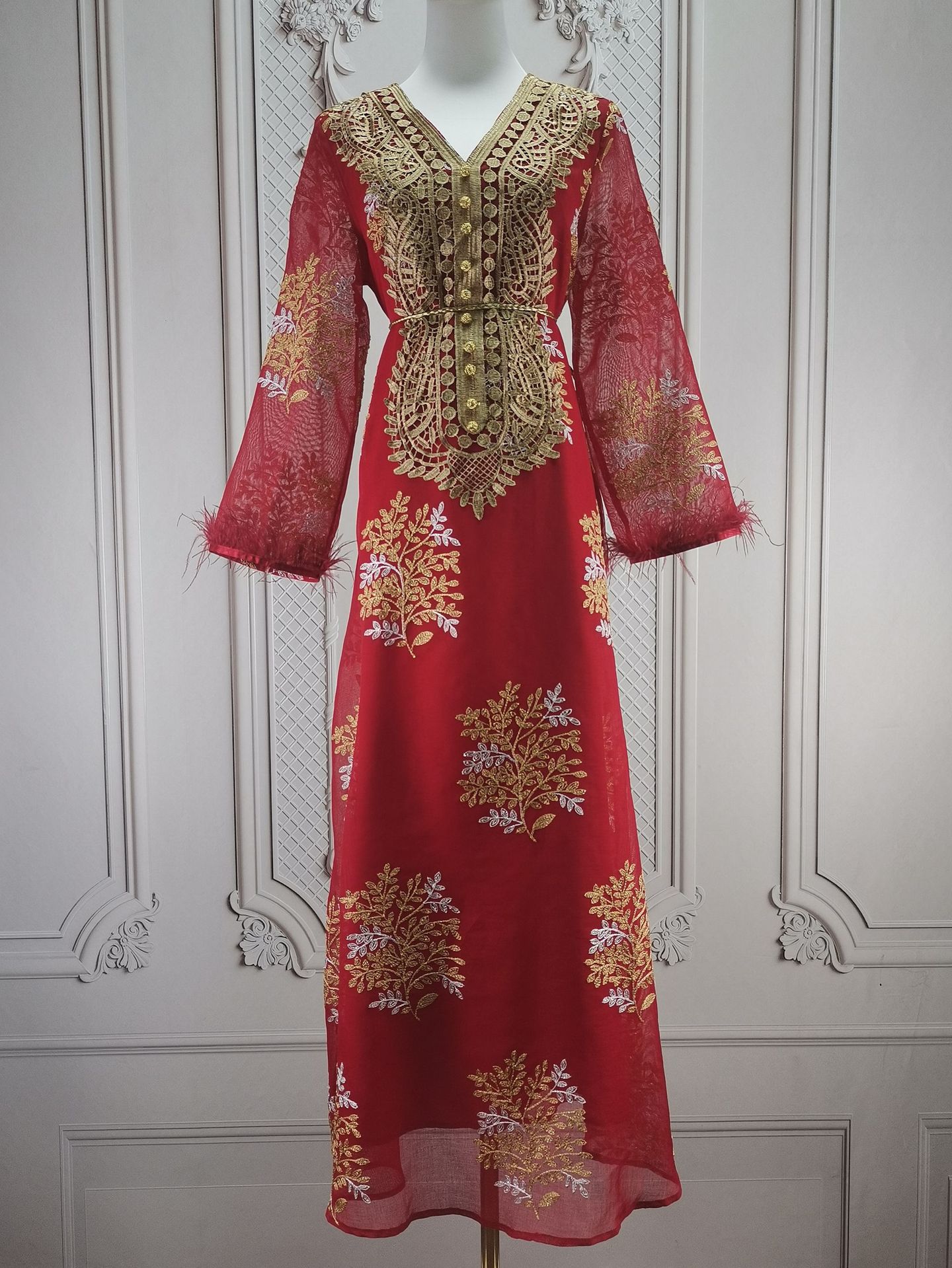 Damenbekleidung Bestickte muslimische Roben Arabische Kleidung Kleider_voghion.com