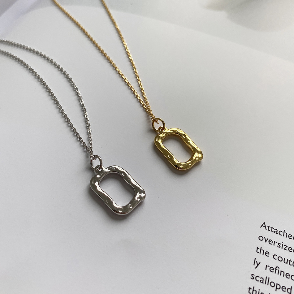 Women's Gender 925 Sterling Silver Cable Chain Hollow Out Geometric Pendant Necklace