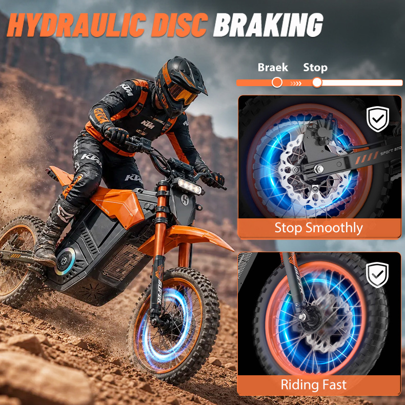 European and American Overseas Warehouse Off-Road Electric Motorcycle 4000W Mountain Dirtbike Racing 17/ 14inch Electric Motorcycle Export