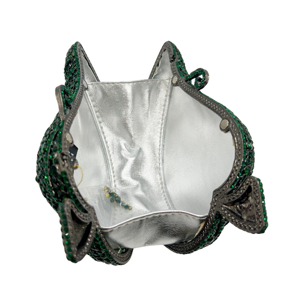 Cltuch nuevo paquete de diamante de hoja hueco caja metálica dura de diamante de banquete de cristal bolso de diamante de mano