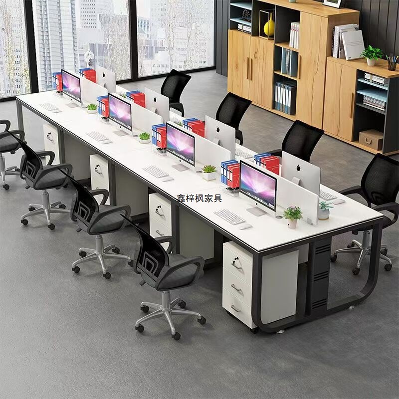Xinzifeng Modern Minimalist Office Desk and Chair Set, Computer Desk for Four to Six People, Combination Office Desk with Partition Cubicles