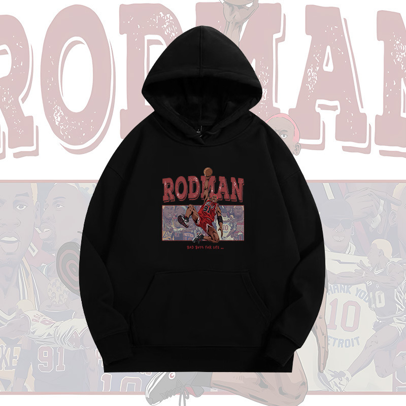 Dennis Rodman American Basketball Hooded Sweatshirt Men's Spring and Autumn Youth Fashion Brand Loose Shoulder-Length Long-Sleeved Jacket