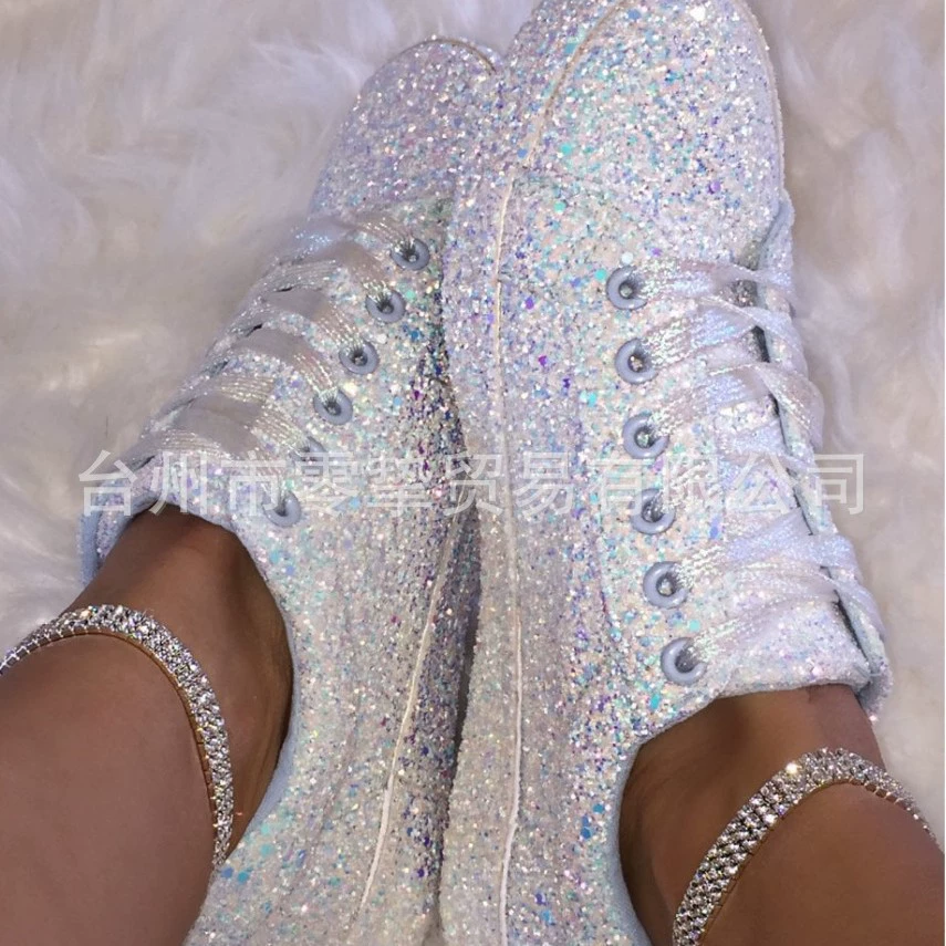 Внешняя торговля 20 лет осень блестками плоские повседневная обувь плюс размер кружева мода обувь один обувь
