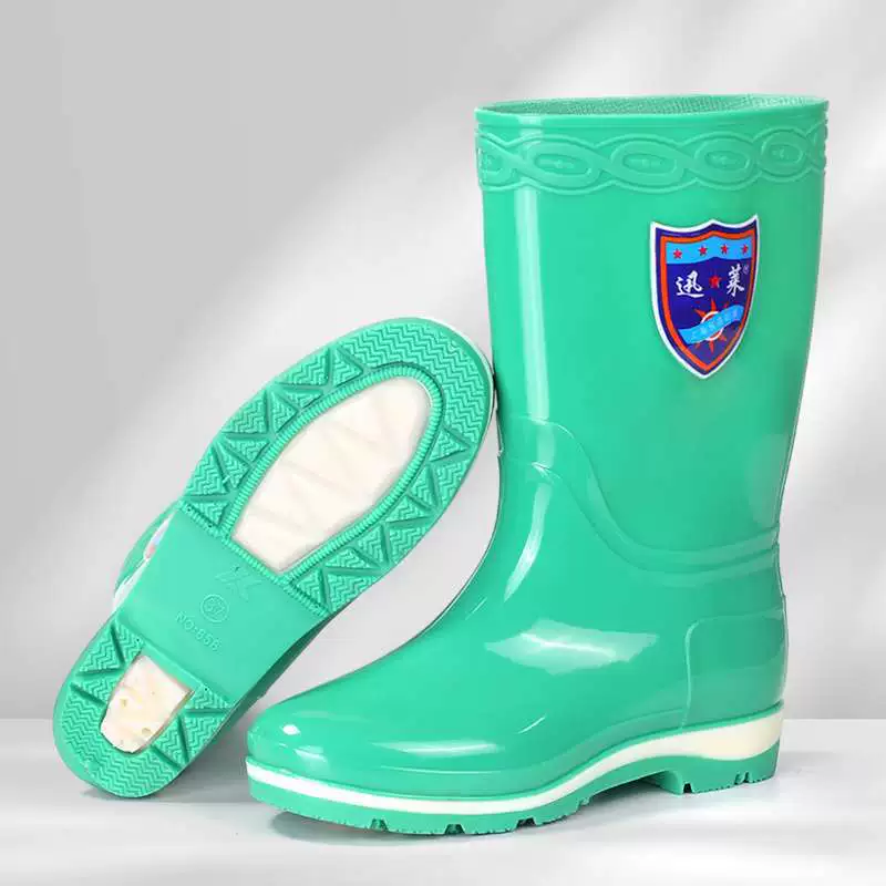 Women's rain boots women's rubber shoes women's waterproof high tube rain boots long tube authentic rain boots non-slip thick outdoor