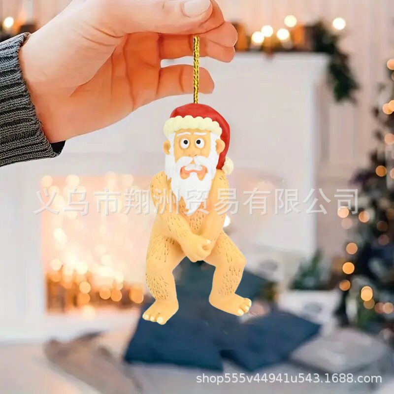 Nuevos productos transfronterizos de decoración de Navidad dibujos animados tímidos Santa acrílico colgante espejo retrovisor plano image 4