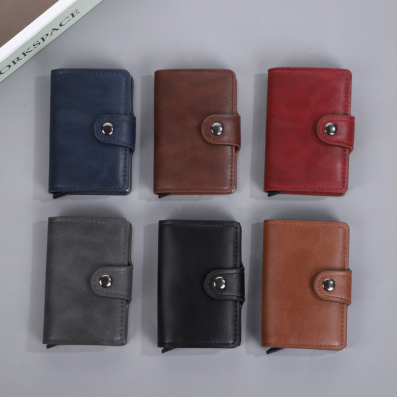 Cross-Border Amazon Popular Card Holder Anti-Theft Rfid Multi-Functional Large-Capacity Metal Card Box Automatic Card Ejection Wallet Cross-Border Amazon Popular Card Holder Anti-Theft Rfid Multi-Functional Large-Capacity Metal Card Box Automatic Card Ejection Wallet