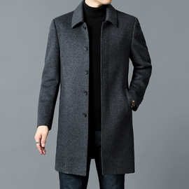 大品牌男士羊毛大衣2025新款加厚保暖中年爸爸休闲双面呢外套批发