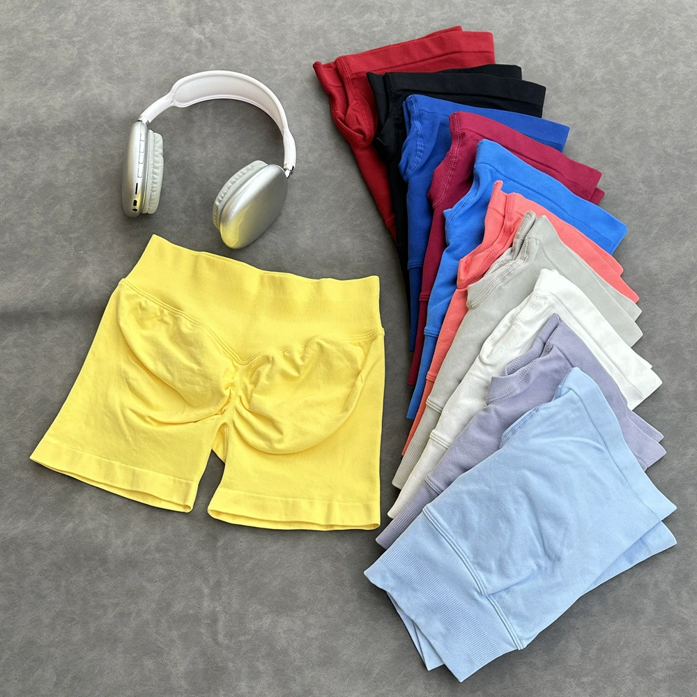 AliExpress Горячая продажа DF шорты для йоги 32-х цветных трехсегментных талии и ягодиц с низкой талией, бесшовные шорты для йоги