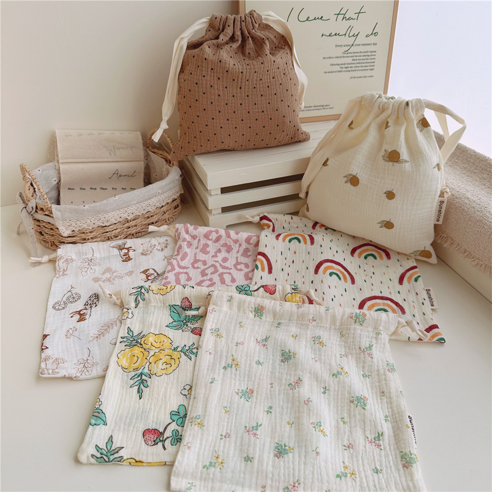Bolsa de cordón de gasa de algodón de suministro transfronterizo bolsa de almacenamiento de viaje en el hogar bolsa de almacenamiento de clasificación de artículos diversos bolsa de algodón lote directo de fábrica