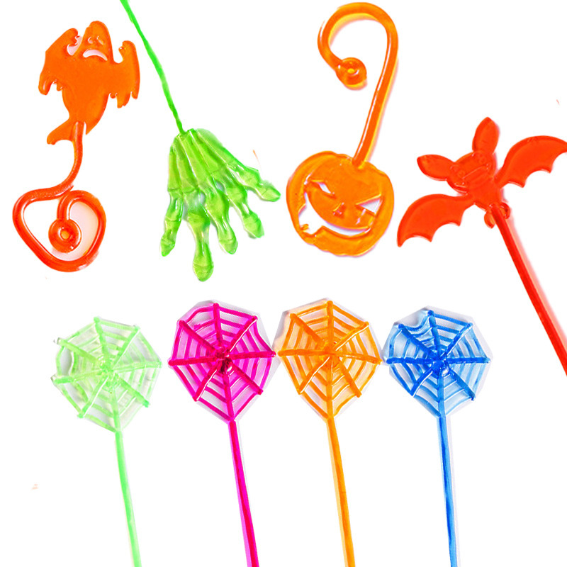 Cross-border Children's Elastic Palm Spider Web Pumpkin Ghost Halloween Creative Trick Climbing Wall Sticky Retractable Toy