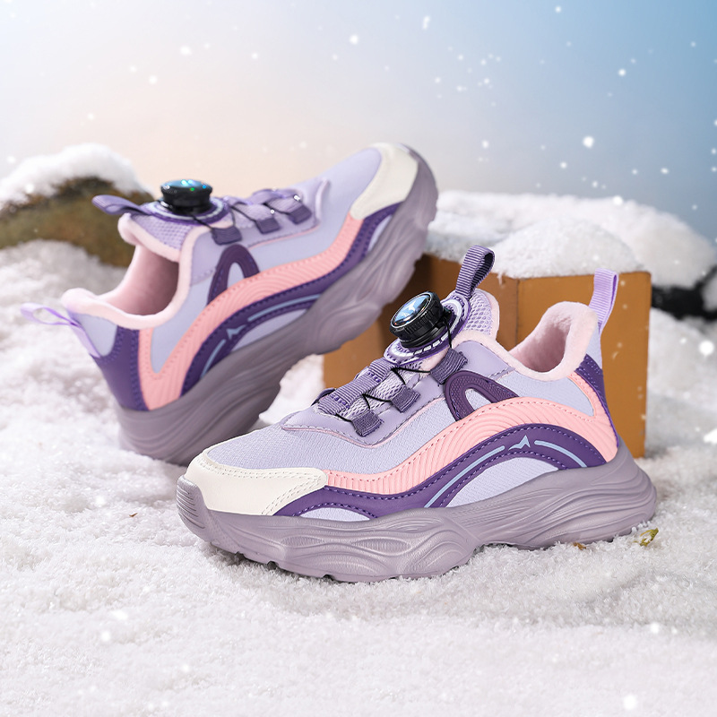 Fabricante mayorista de terciopelo calentamiento de cuero para niños zapatos de invierno al aire libre anti-derrapante zapatos deportivos al aire libre