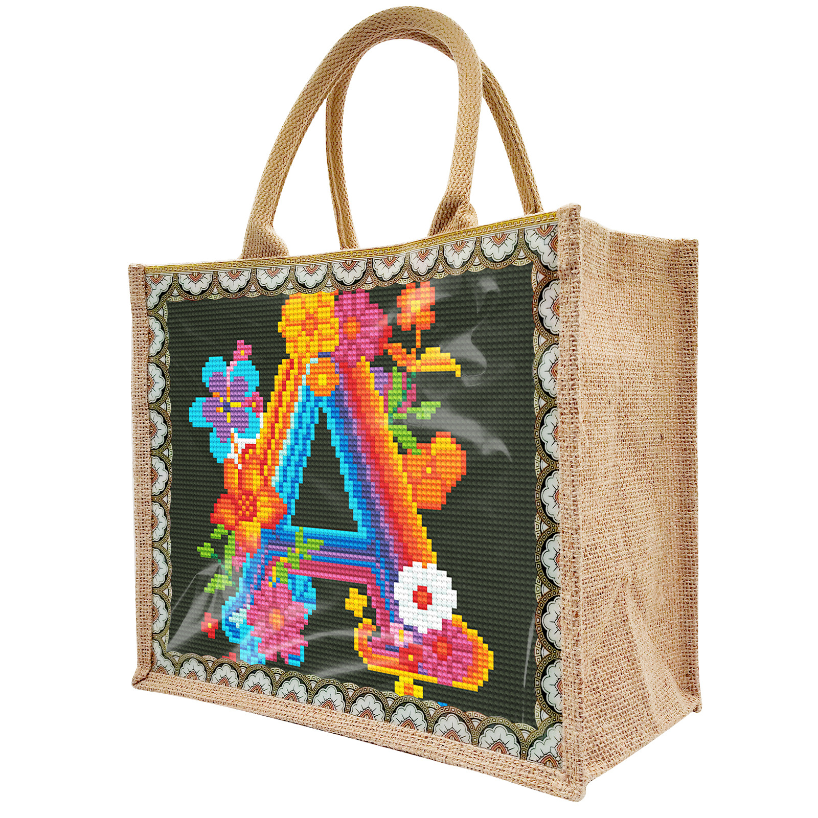 Periférico de pintura de diamantes DIY bolso de arpillera de pintura de diamantes hecho a mano conveniente bolso de mano ecológico de dibujos animados reemplazo placa inferior al por mayor