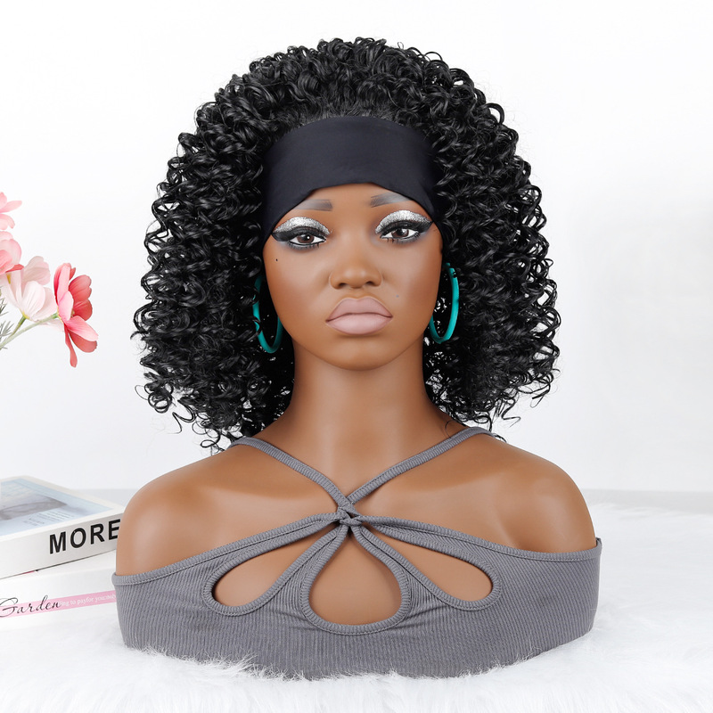 Ice Silk Hair Band Wig Headset Hair Band Short deep Roll Wig Headset Ice Silk Headset Headband Wig Cover